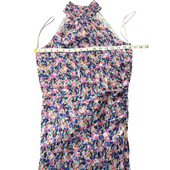 Veronica Beard Floral Silk Leia Dress Halter Asymmetrical Pink Blue Women Size 4 - Picture 10 of 12